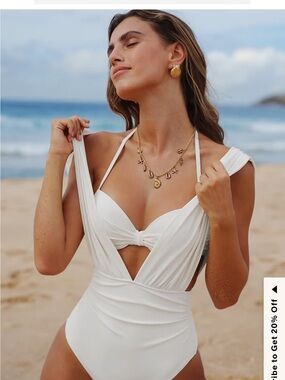 Cupshe White Twist Front One-Piece Swimsuit